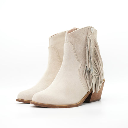 Botin Malva beige con flecos