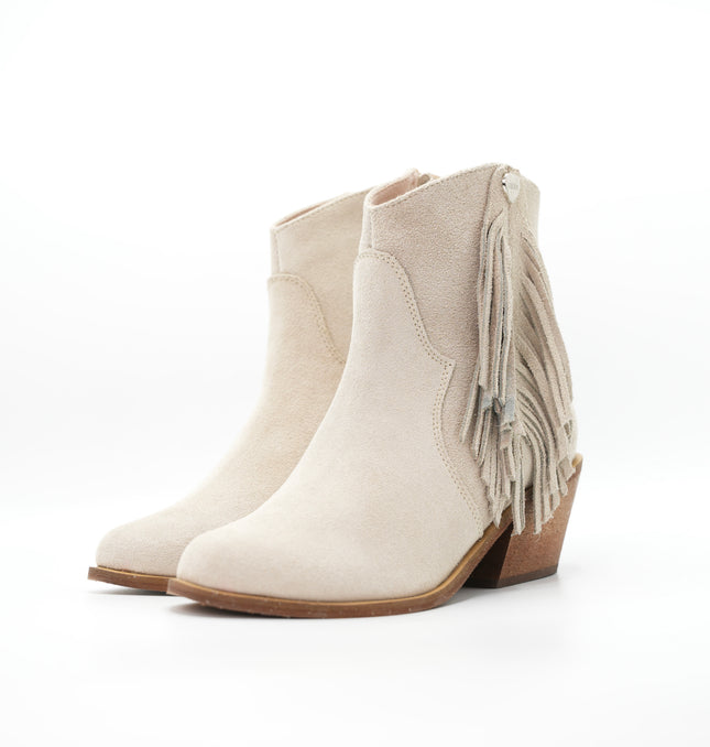 Botin Malva beige con flecos