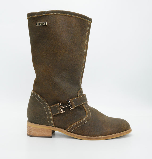 Bota en cuero café