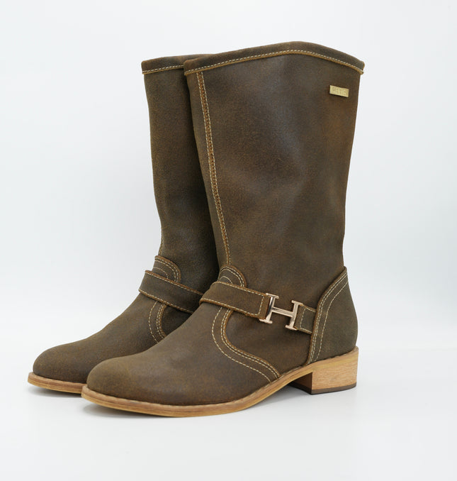 Bota en cuero café