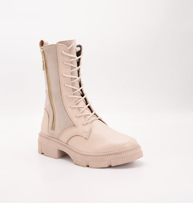 Bota en cuero crema