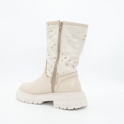 Botín en cuero crema