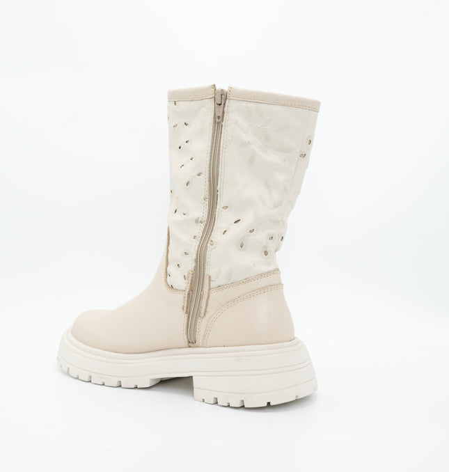 Botín en cuero crema