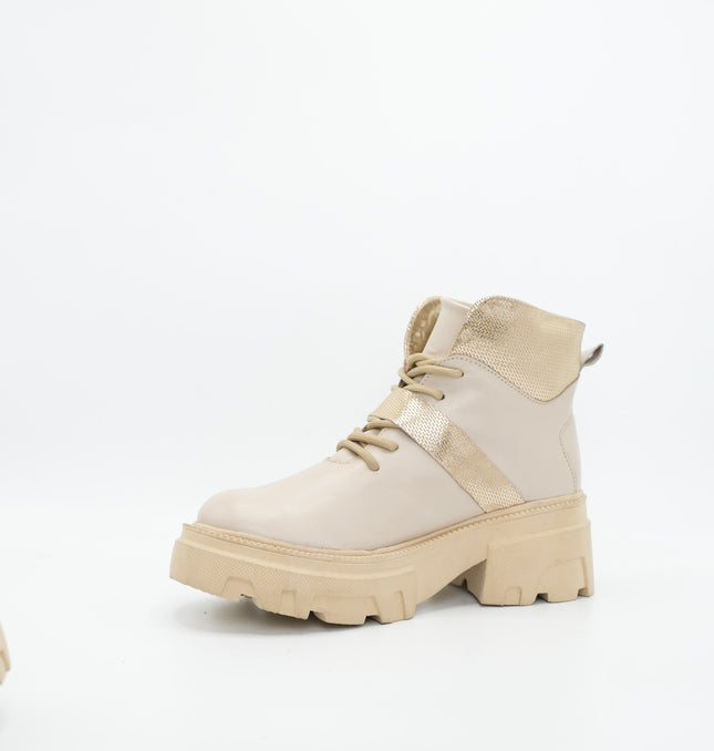 Botín en cuero crema