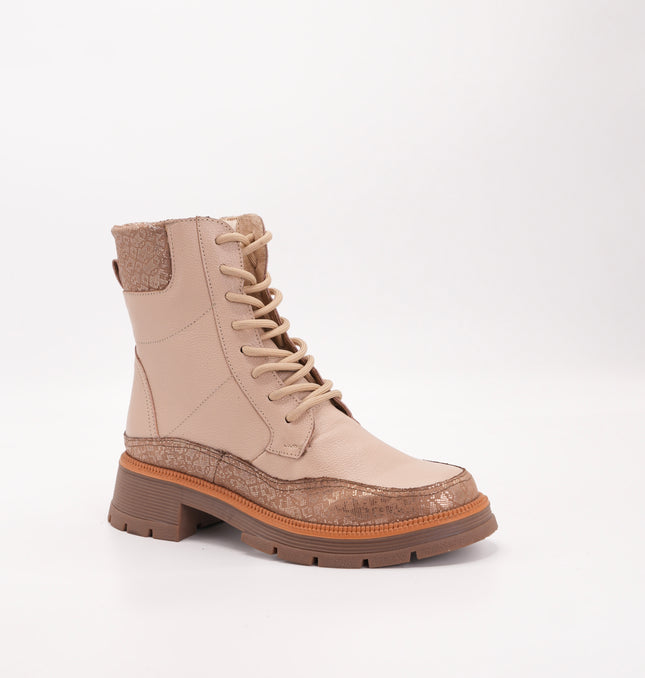 Botín en cuero crema