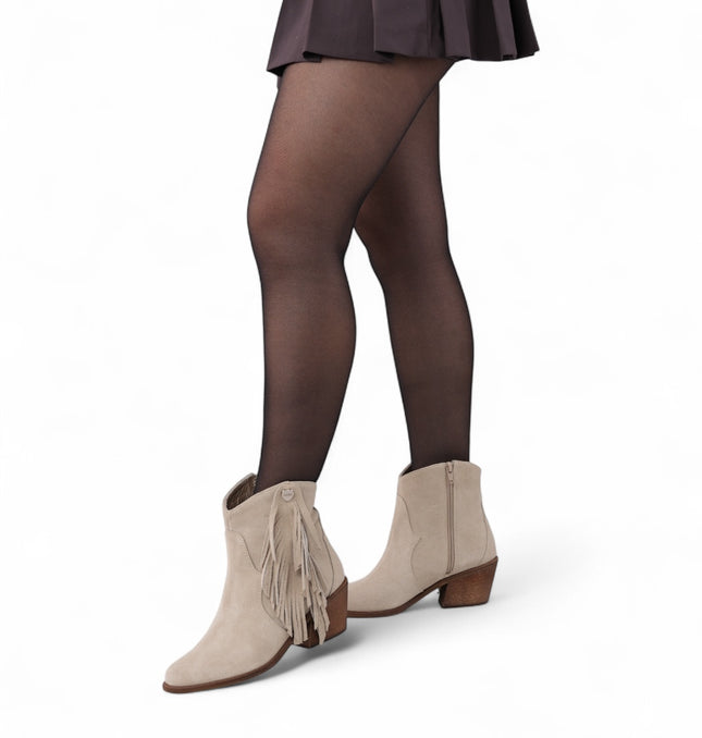 Botin Malva beige con flecos