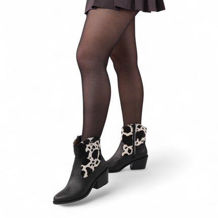 Botin negro con detalles de cuero