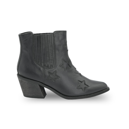 Botín texano en cuero negro