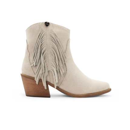Botin Malva beige con flecos