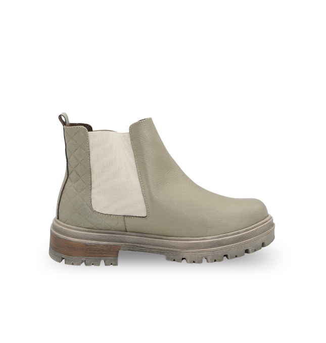 Botín escarlata en cuero oro